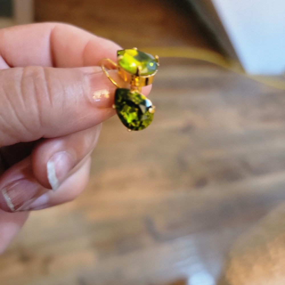 Swarovski Olivine Crystal Earrings